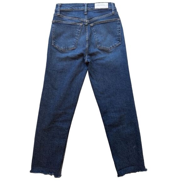 Re/Done 70s High-Rise Stove Pipe Comfort Stretch Raw Hem Denim Jeans Size 26 - Picture 4 of 15